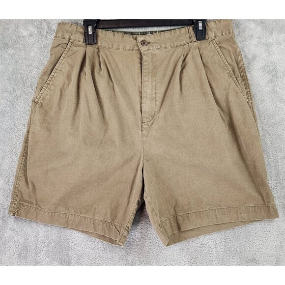 Claybrooke Outdoor Shorts Mens 36 Brown Pleated Chino Vintage Casual Preppy Dad - Picture 1 of 10
